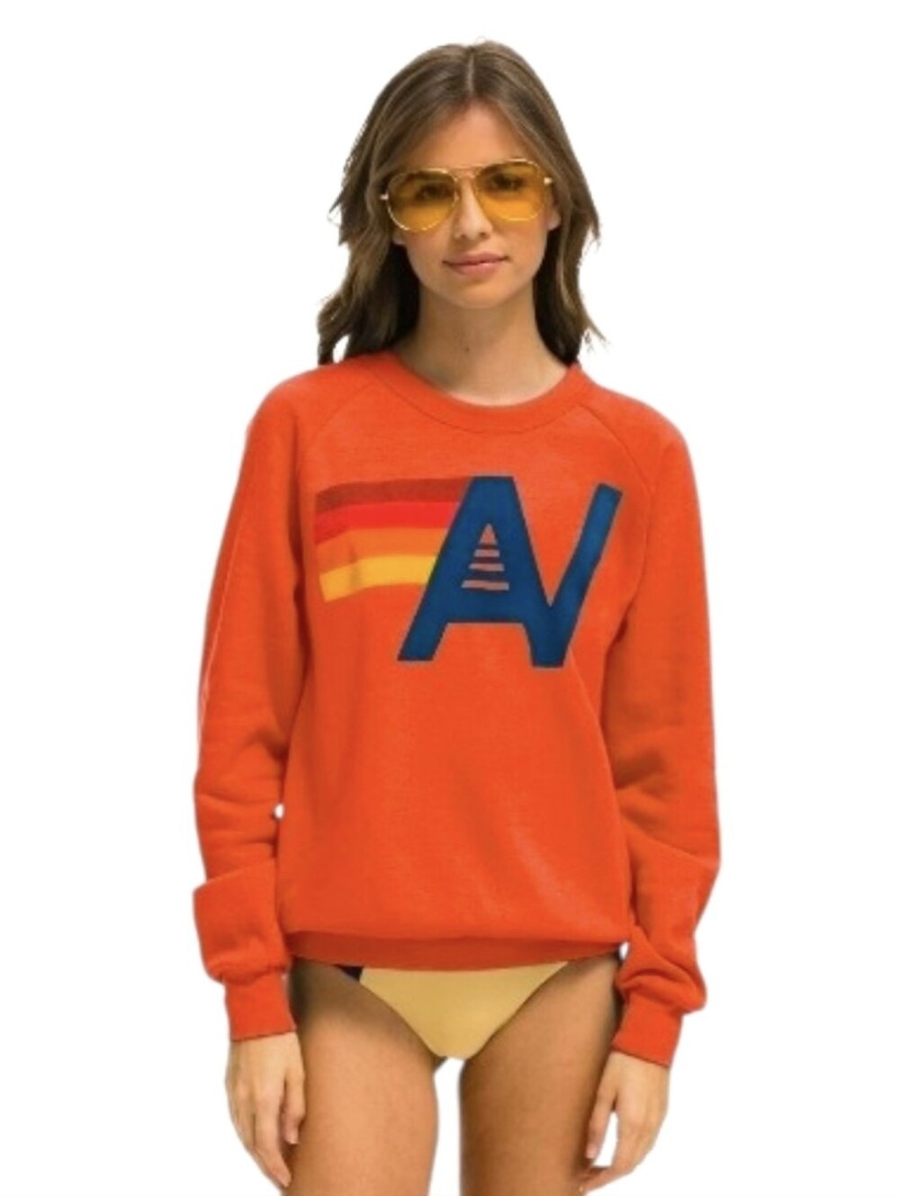 Aviator Nation Orange Logo Sweatshirt. Made In The U.S.A. Size Large